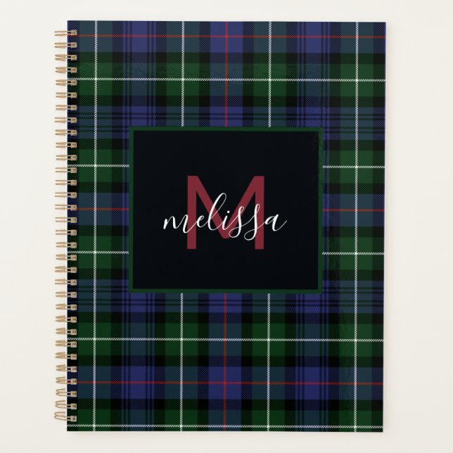 Monogram MacKenzie Tartan Plaid Personalised 2026 Planner (Front)