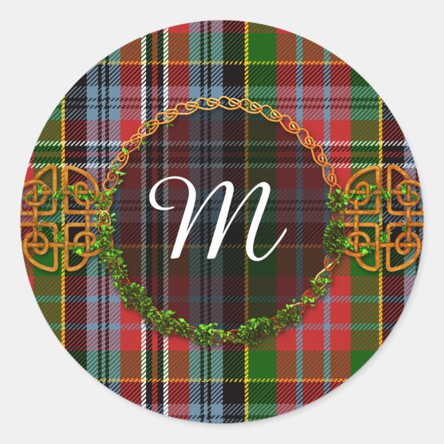 Monogram MacPherson Tartan Classic Round Sticker (Front)