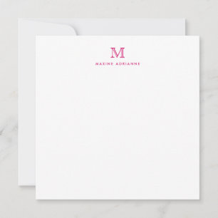 Monogram Magenta Pink Minimalist Formal Elegant Card