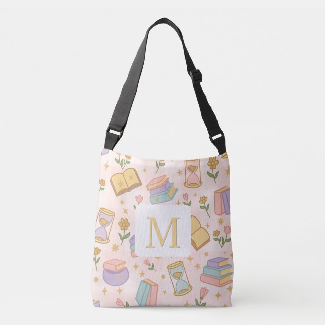 Monogram Magic Books Tote Bag Girly Pink (Front)