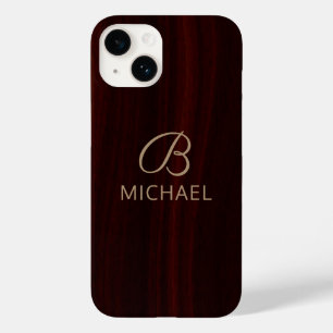 Monogram Mahogany Wood Timber Personalised Name Case-Mate iPhone 14 Case