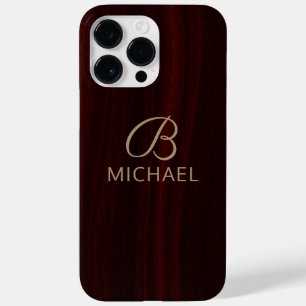 Monogram Mahogany Wood Timber Personalised Name Case-Mate iPhone 14 Pro Max Case