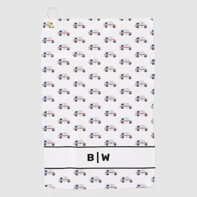 Monogram  Mail Carrier Postal Truck Golf Towel (Front)
