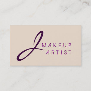 Monogram Makeup Artist Almond Background Business Card