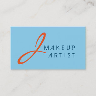 Monogram Makeup Artist Baby blue Background Business Card