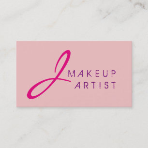 Monogram Makeup Artist Baby pink Background Business Card