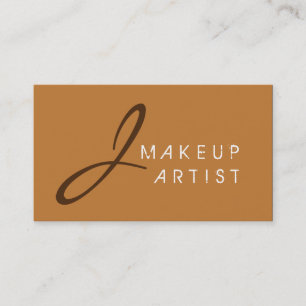 Monogram Makeup Artist Bronze Background Business Card