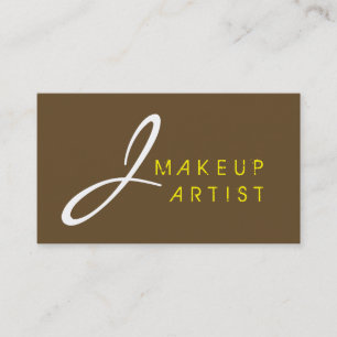 Monogram Makeup Artist Brown Background Business Card