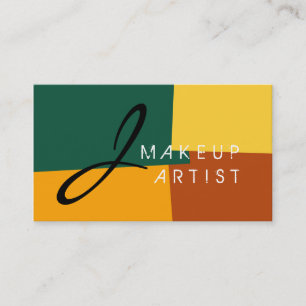 Monogram Makeup Artist Modern Retro Colours #10 Business Card