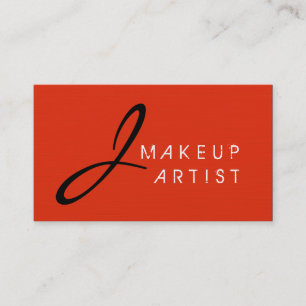 Monogram Makeup Artist Red Orange Background Business Card