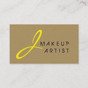 Monogram Makeup Artist Tan Background Business Card
