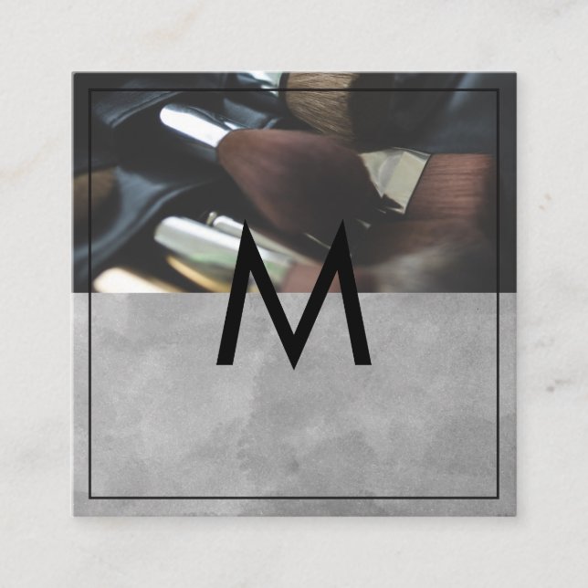 Monogram | Makeup Brushes Square Business Card (Front)