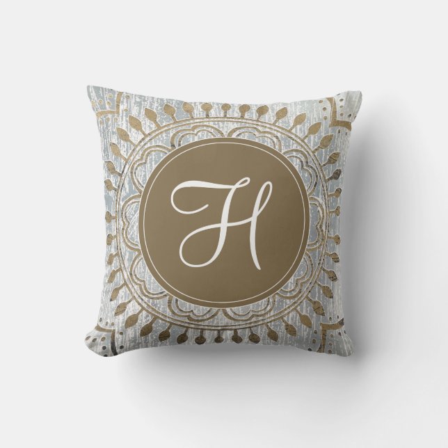 Monogram | Mandala Gold Design Cushion (Front)