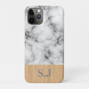 Monogram Marble and Wood Pattern iPhone 11 Pro Case