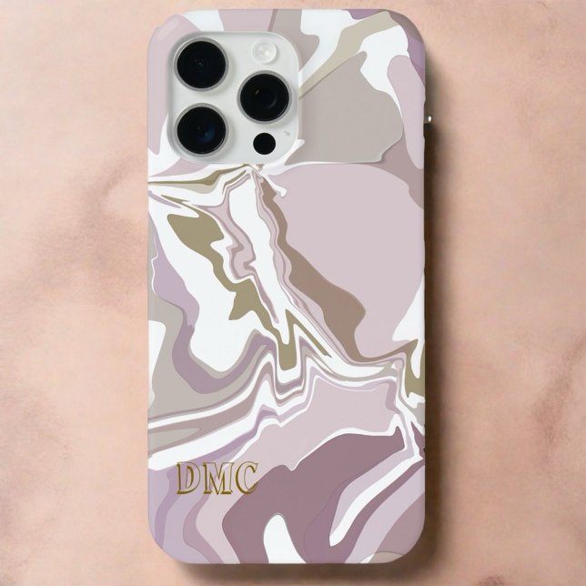 Monogram marble blush pink abstract gold white  Case-Mate iPhone case (Creator Uploaded)