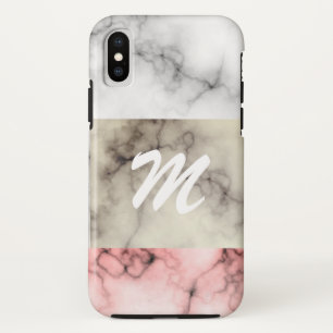 Monogram marble colour blocks iPhone x case