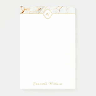 Monogram Marble Elegant Name Post-it® Notes 4 x 6