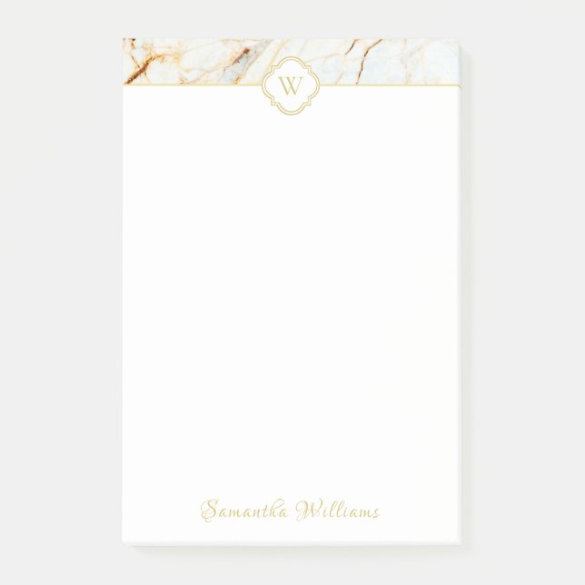 Monogram Marble Elegant Name Post-it® Notes 4 x 6 (Front)