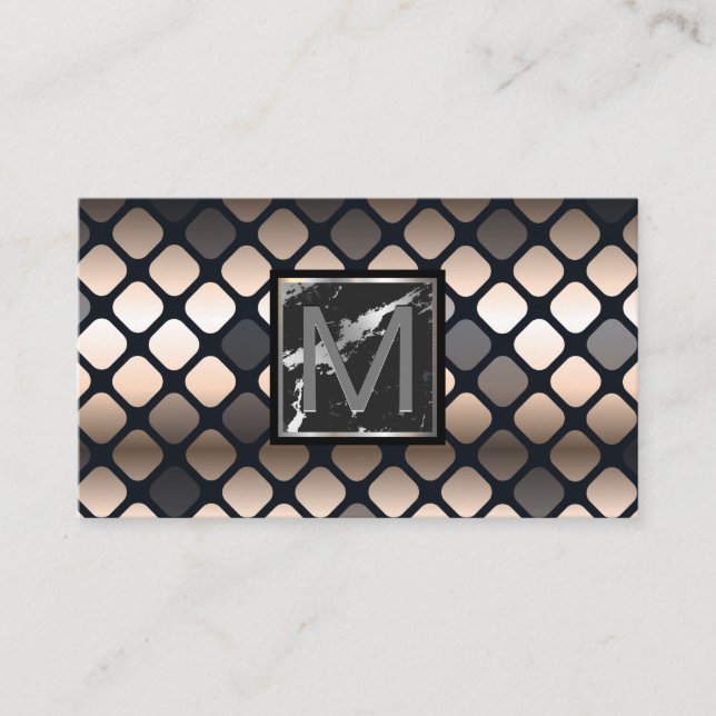 Monogram | Marble | Luxury Metallic Pattern Business Card (Front)