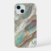 Monogram Marble Mother of Pearl Gold Veins Luxury