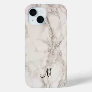 Monogram Marble Stone Apple iPhone 15 Case