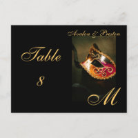 Monogram Masquerade Mask Gold Table Placecard