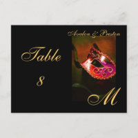 Monogram Masquerade Mask Red Table Placecard