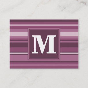 Monogram mauve stripes business card