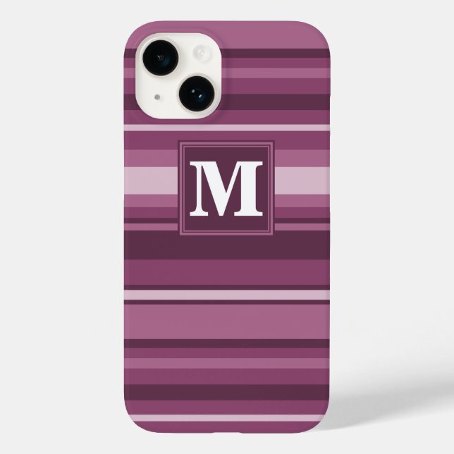Monogram mauve stripes Case-Mate iPhone case (Back)