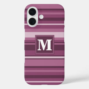 Monogram mauve stripes iPhone 16 case