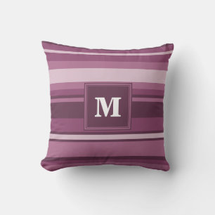 Monogram mauve stripes cushion