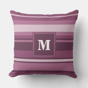 Monogram mauve stripes cushion