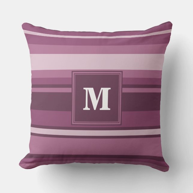 Monogram mauve stripes cushion (Front)