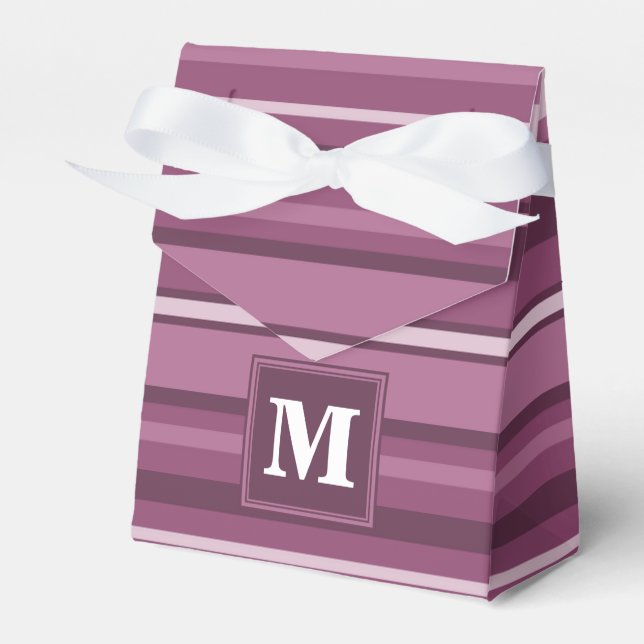 Monogram mauve stripes favour box (Front Side)