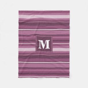 Monogram mauve stripes fleece blanket