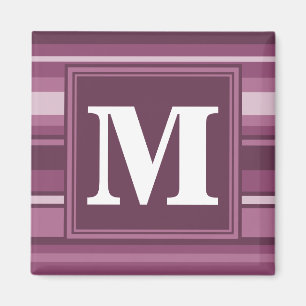 Monogram mauve stripes magnet