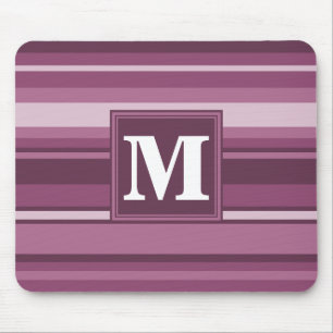 Monogram mauve stripes mouse pad