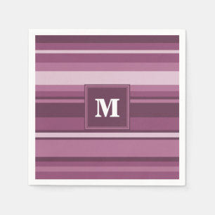 Monogram mauve stripes napkin