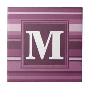 Monogram mauve stripes tile