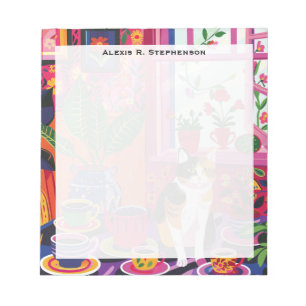 Monogram Maximalist Calico Cat and Tea Room Notepad