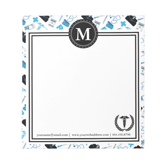 Monogram - Medical Design - Blue Notepad (Front)