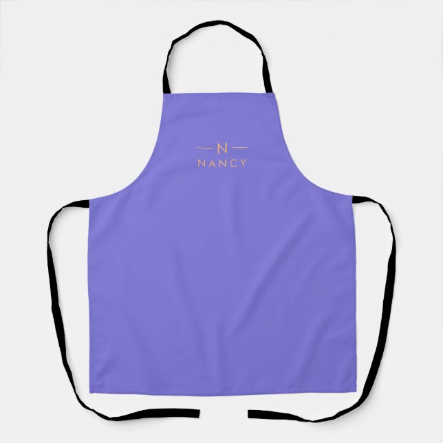 Monogram Medium Purple Modern Minimalist Elegant Apron (Front)