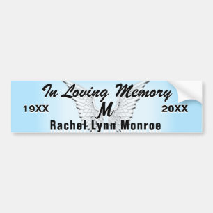 Monogram Memorial Angel Wings Bumper Sticker