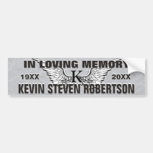 Monogram Memorial Angel Wings Bumper Sticker