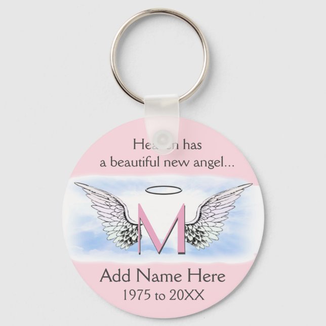 Monogram | Memorial |  Angel Wings Key Ring (Front)