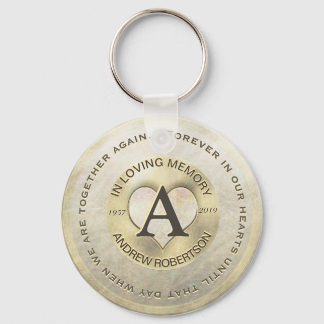 Monogram | Memorial | Gold Heart Key Ring (Front)