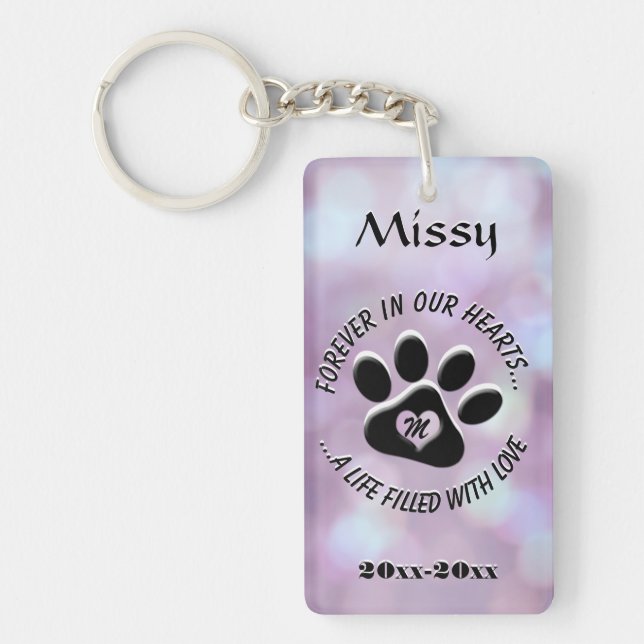 Monogram Memorial Pet Keychain (Front)