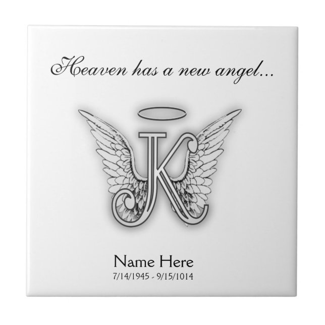 Monogram Memorial Tribute Letter K Tile (Front)