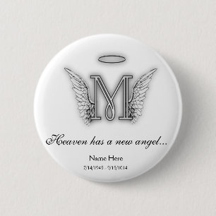Monogram Memorial Tribute Letter M 6 Cm Round Badge