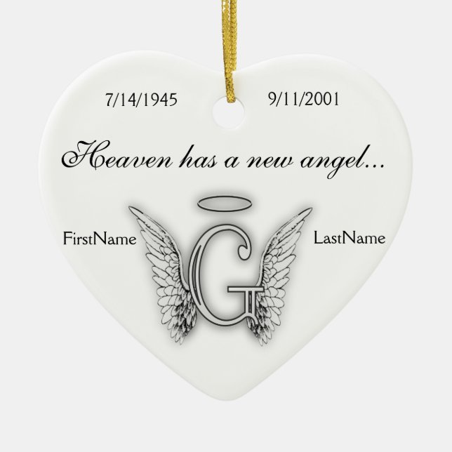 Monogram Memorial Tribute Ornament G (Front)